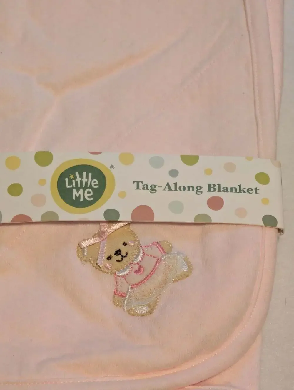 Little Me Baby Girl Pink Tag-Along Blanket and 2-Piece Bib & Burp Set